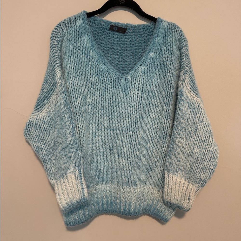 Teal blue mohair chunky sweater